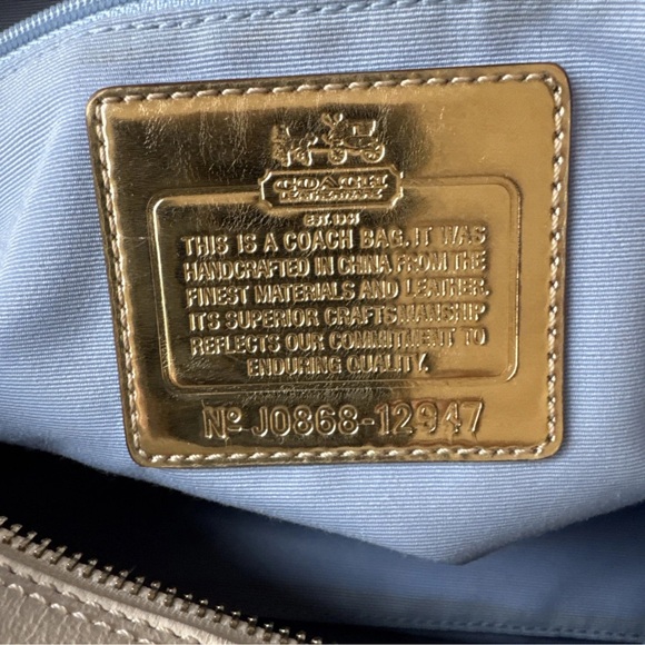 Coach leather canvas Sabrina # 12947 ivory White and Gold Women's Bag purse - Picture 11 of 12